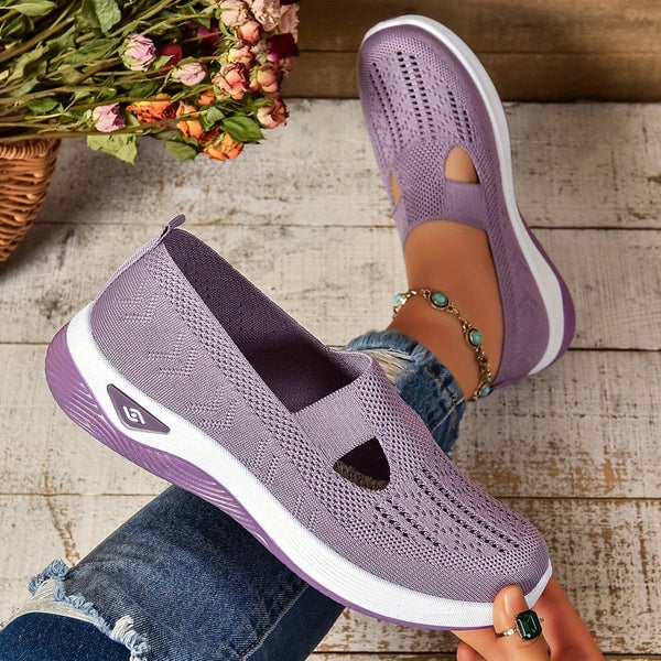 Sole detail of Soleil slip-on shoes showing shock-absorbing non-slip tread pattern