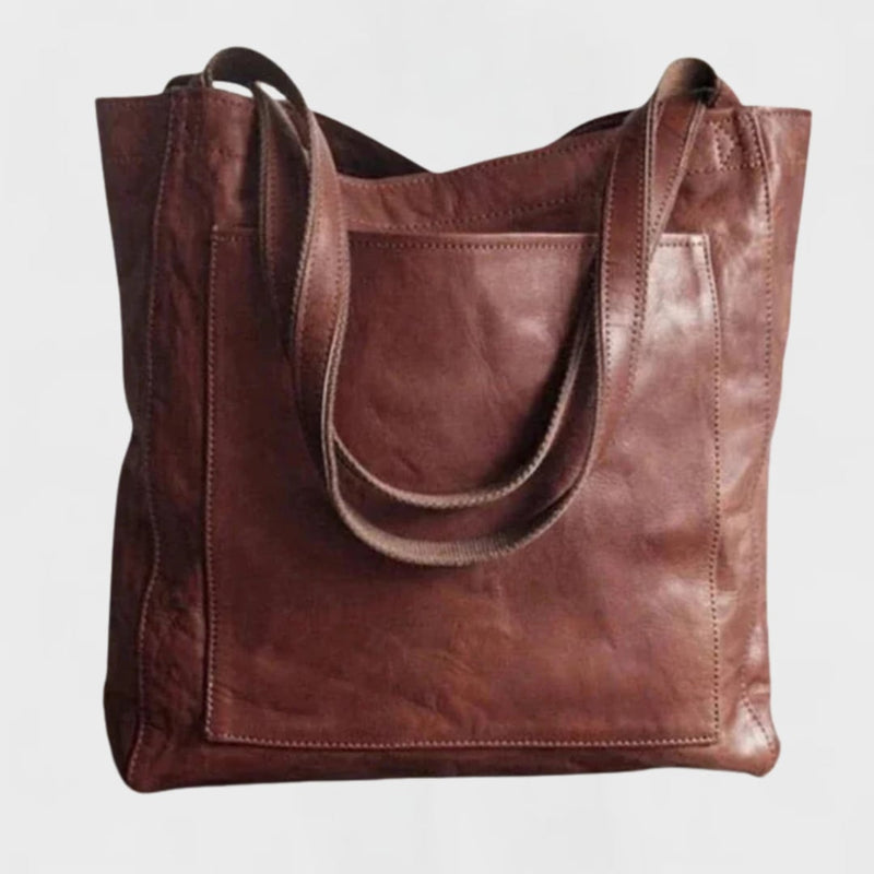 Solveig tote bag in coffee color showing spacious main compartment