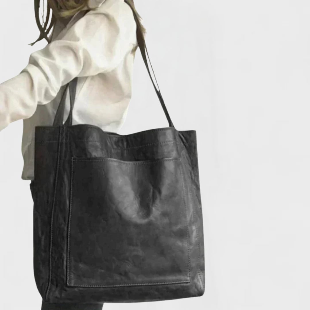 Solveig tote bag in three color options: brown, coffee, and black