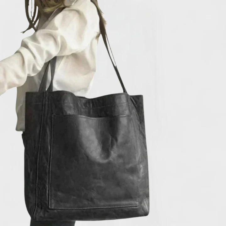 Solveig tote bag in three color options: brown, coffee, and black