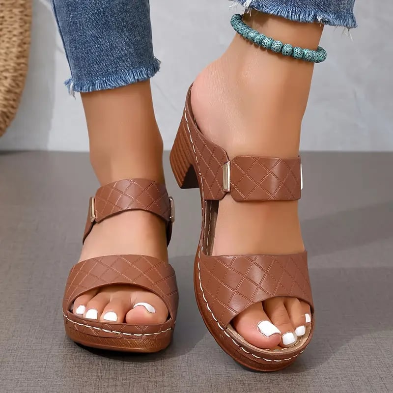 Starling women's orthopedic cushioned sandals in black, side profile view