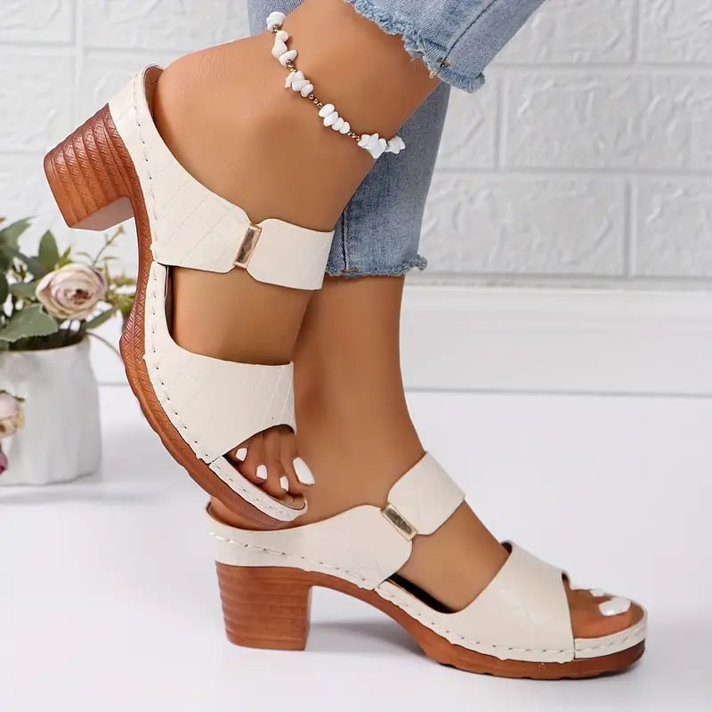 Starling women's orthopedic cushioned sandals in white, side profile view