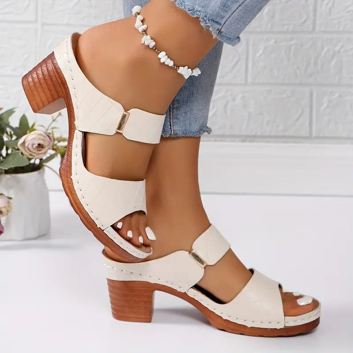 Starling women's orthopedic cushioned sandals in white, side profile view