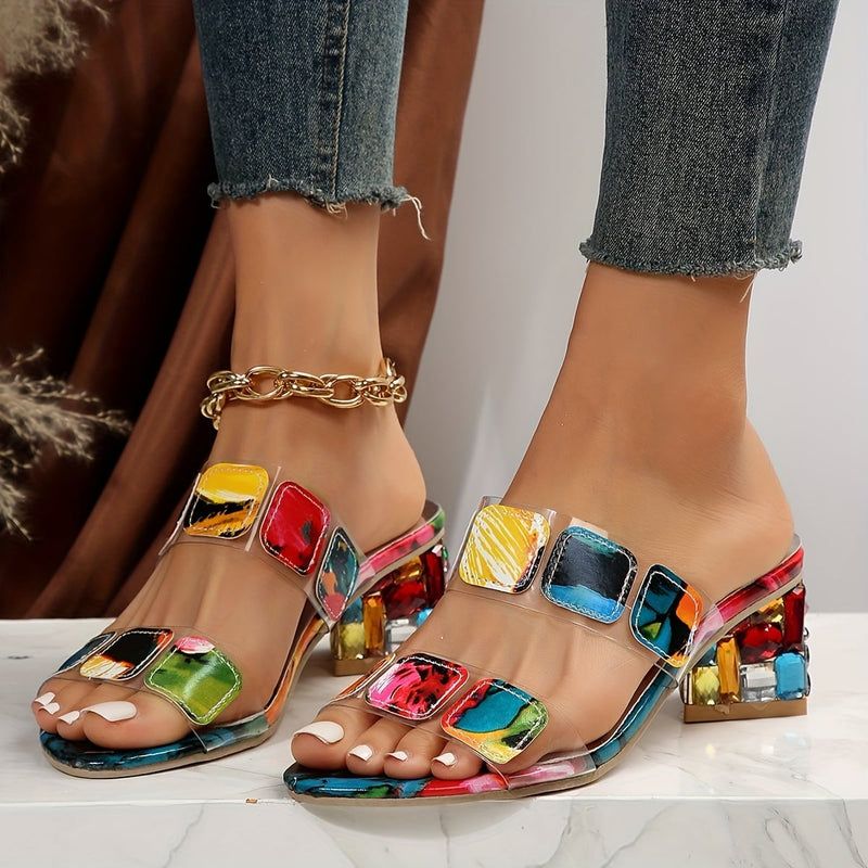 Close-up of Stella sandal straps with adjustable buckle detail and cushioned footbed
