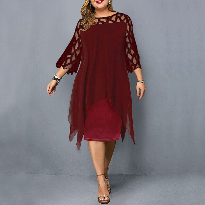 Close-up of the Stella midi dress fabric drape in red wine, highlighting the lightweight breathable material