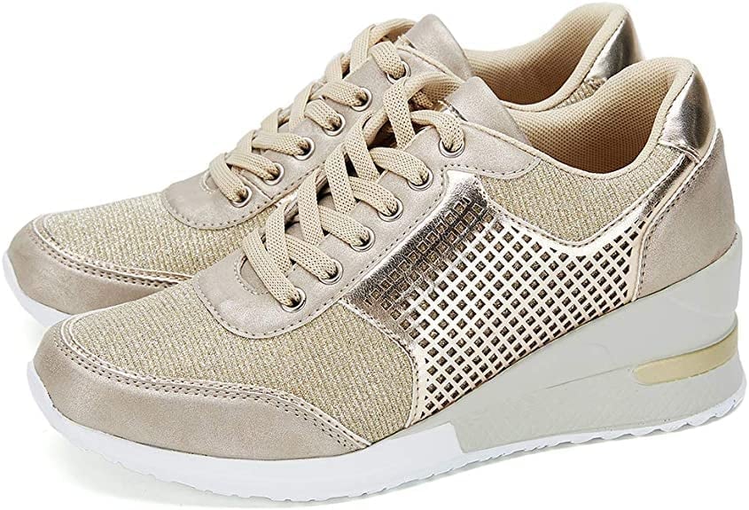 Close-up of Stella sneaker sole showing concealed wedge height and platform construction