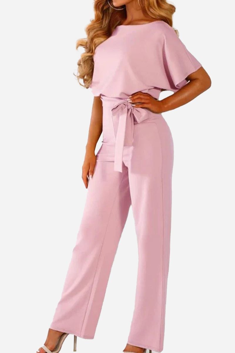 Stella wide-leg jumpsuit in royal blue displayed on a model showing full-length silhouette