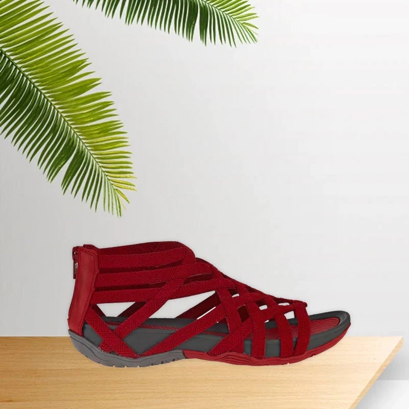 Close-up of cushioned footbed on women's orthopedic adjustable sandals