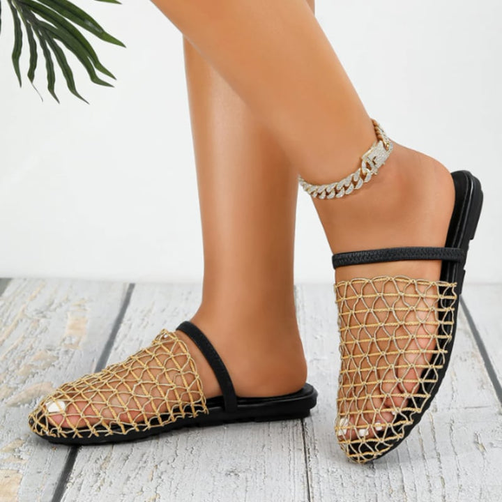 Close-up of Suzette sandal sole showing flexible tread construction