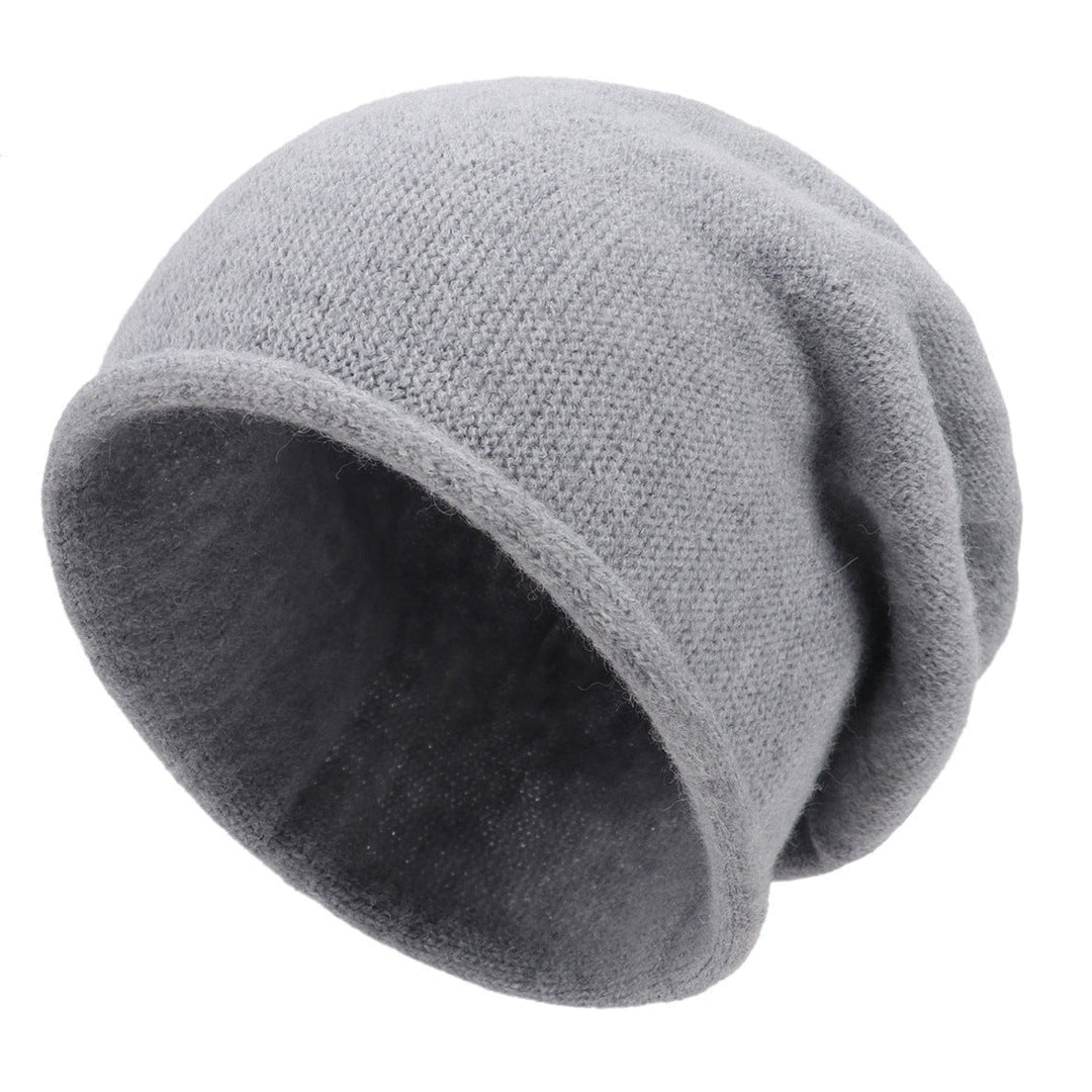 Side profile of the Sylvaine slouchy beanie showing relaxed drape and fit