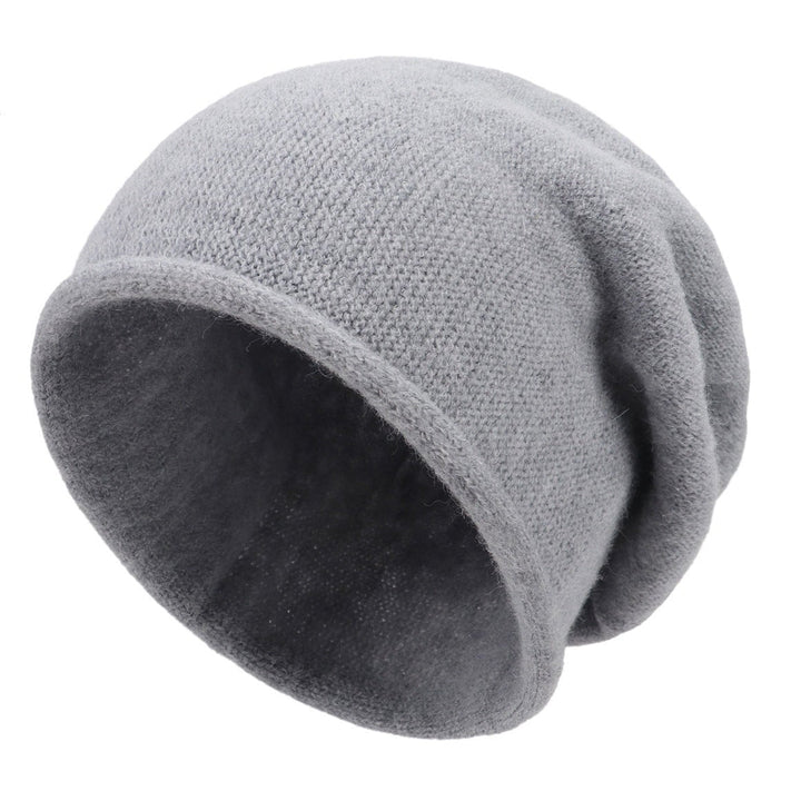 Side profile of the Sylvaine slouchy beanie showing relaxed drape and fit