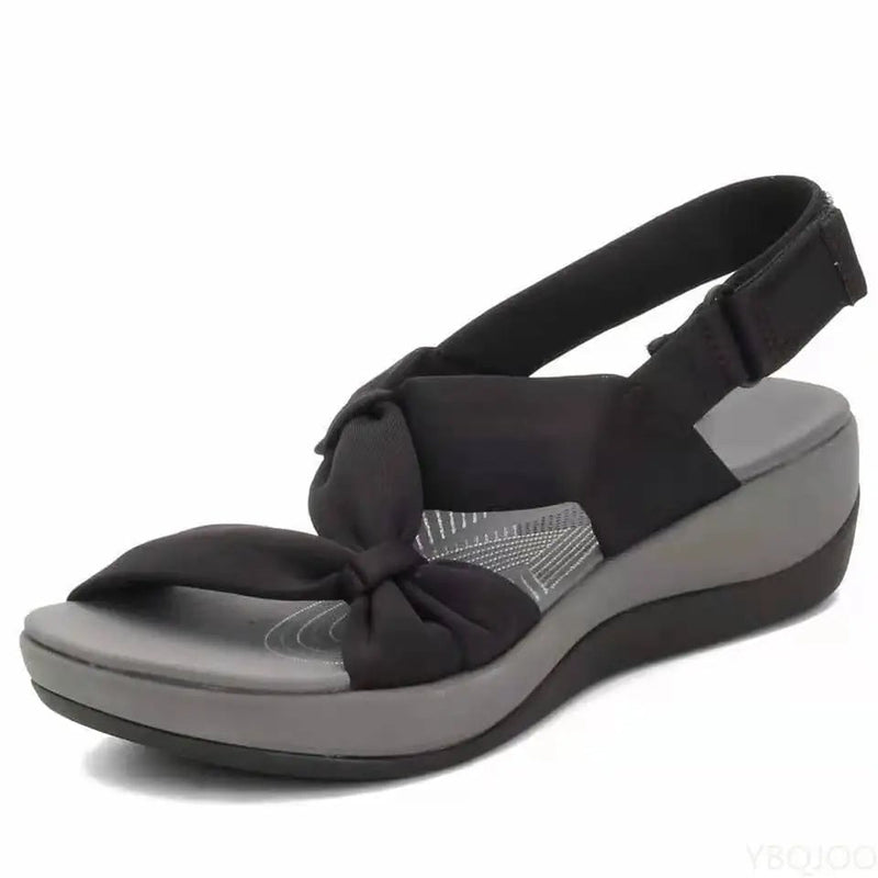 Talia women's orthopedic sandal in black with ergonomic footbed and non-slip sole, side view