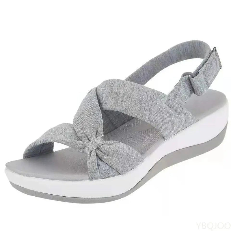 Talia orthopedic sandal in gray showing cushioned footbed detail, top-down view