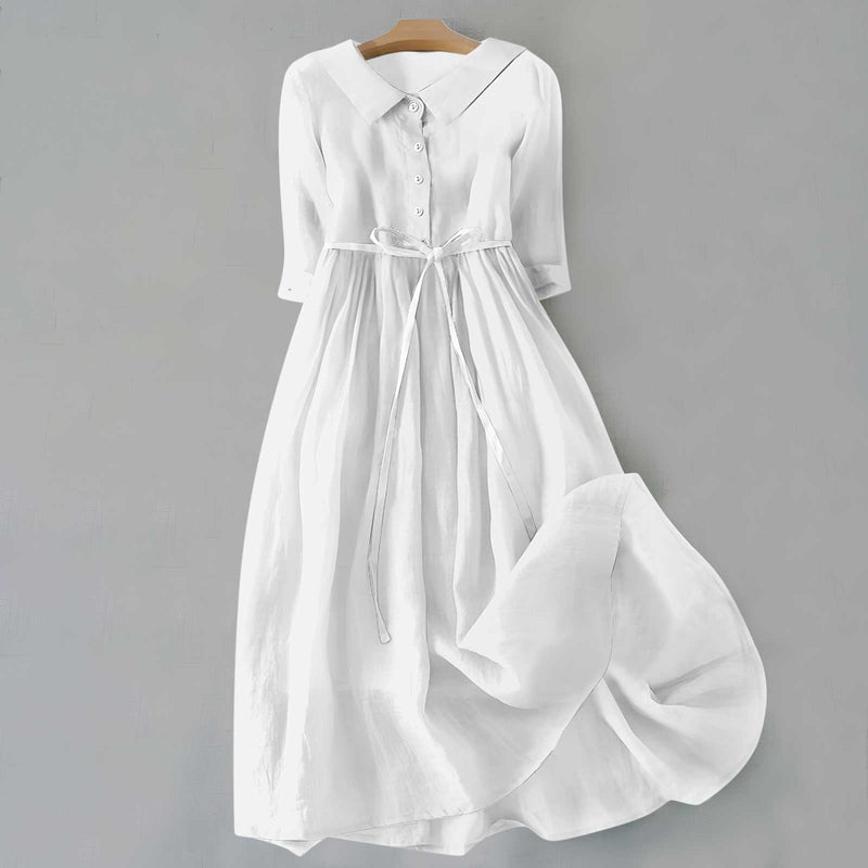 Tammie casual dress in white styled with sandals for a fresh everyday look