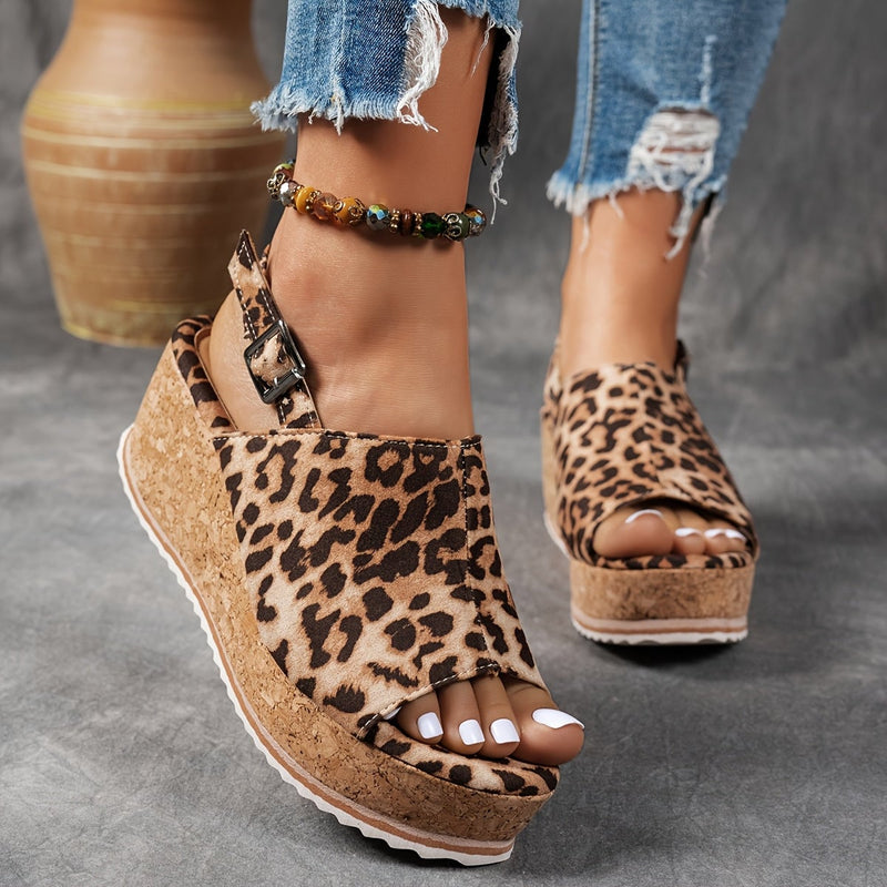 Terra women's platform buckle sandals in black with adjustable straps and EVA sole, front view