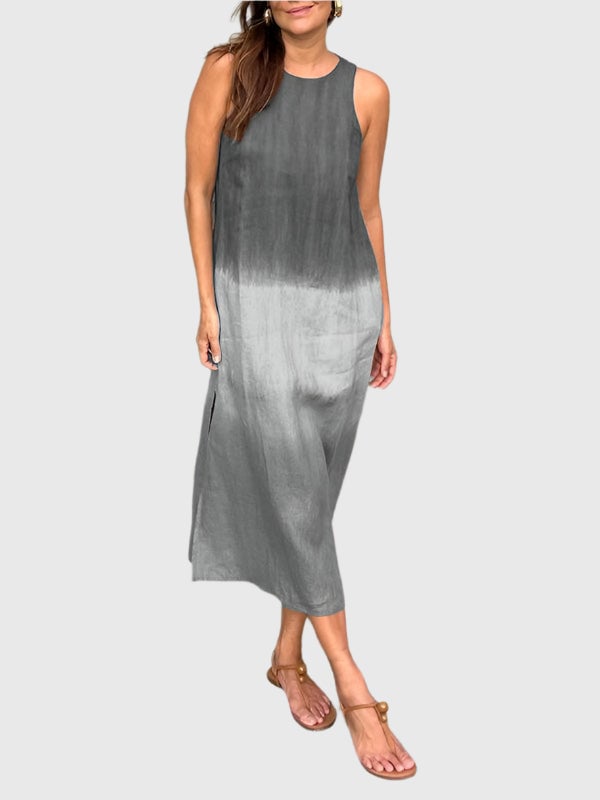 Side view of the Terri-Lynn stylish print dress highlighting the lightweight fabric and smooth fit