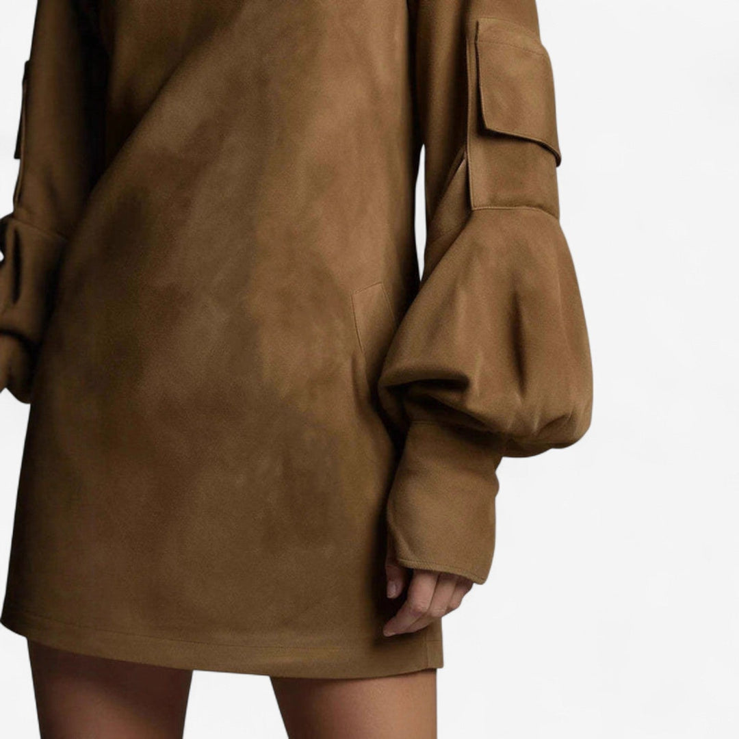 Thea mini dress styled with heels for an evening look