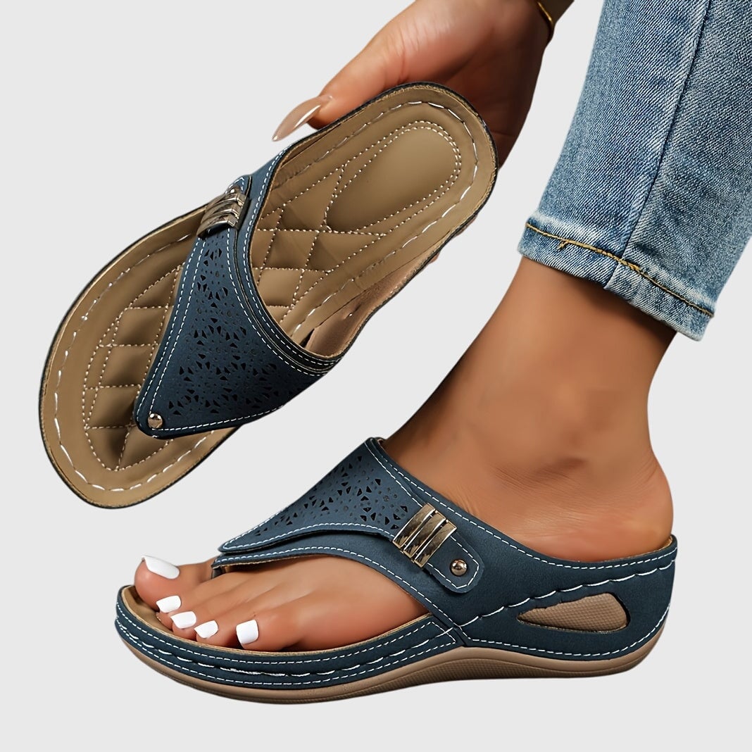 Women's platform ankle strap sandals in khaki, front view showing perforated upper