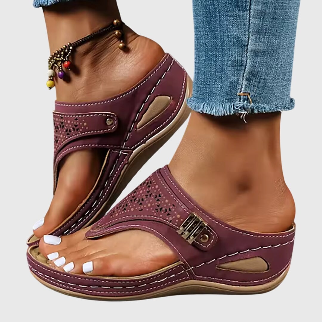 Flat lay of women's platform ankle strap sandals in multiple color options