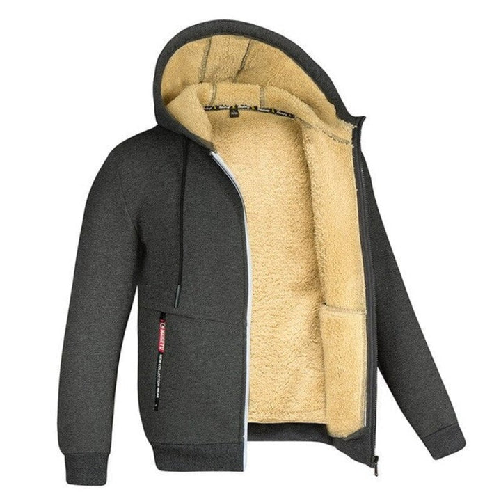 ThermaCore Insulated Jacket in light grey laying flat to show shape and structure