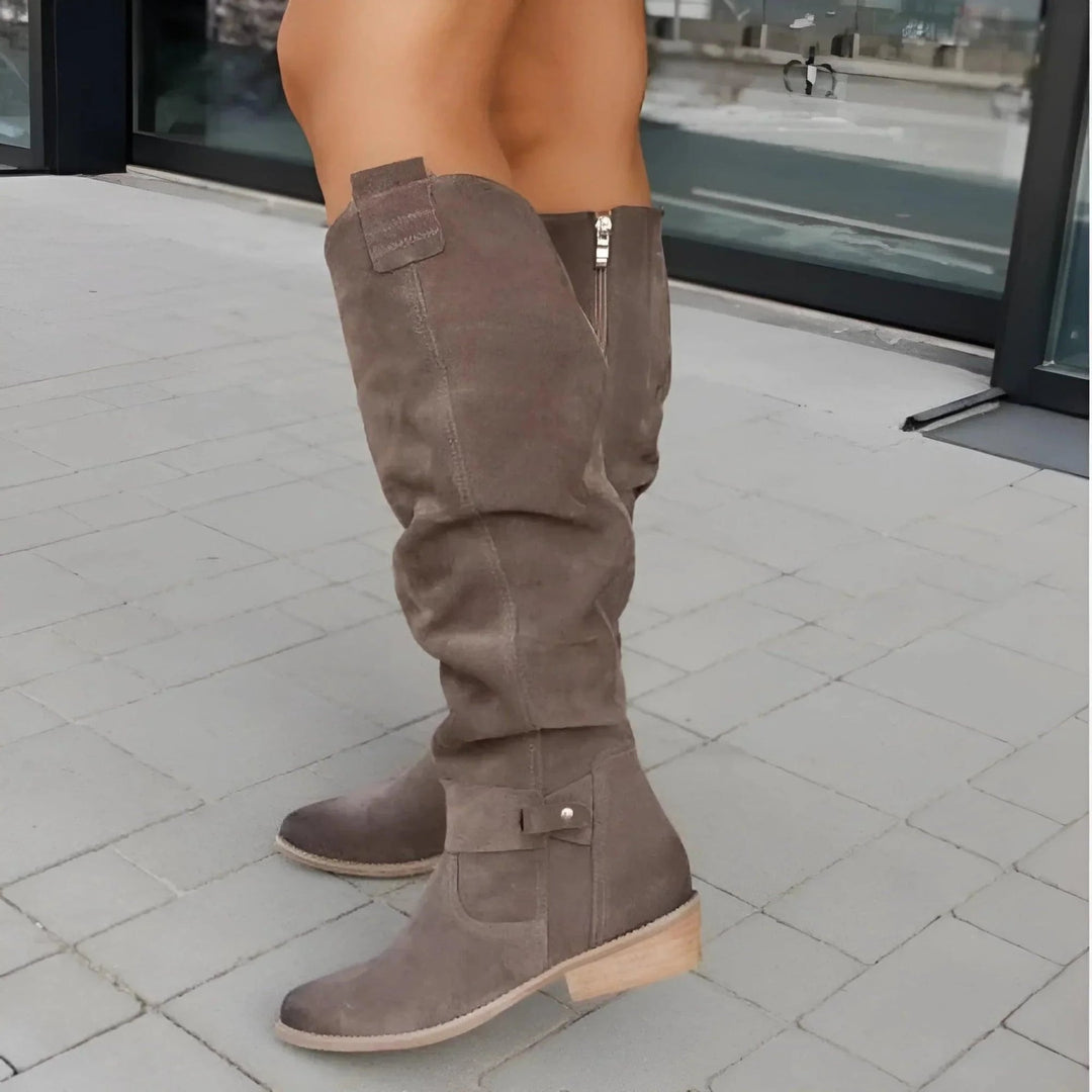 Side profile of Valencia women's boots highlighting structured silhouette