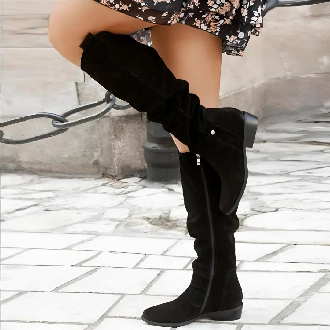 Full-length view of Valencia women's boots in multiple color options