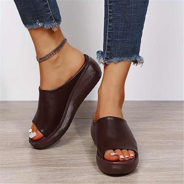 Valentina sandals in dark brown, side profile view highlighting minimalist silhouette