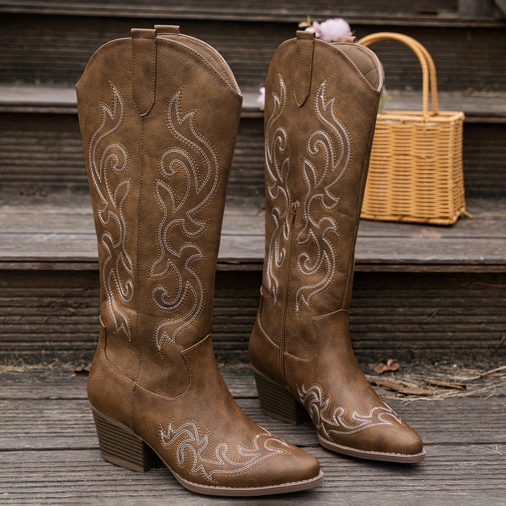 Red Winter Grace boots from behind showing streamlined back seam and boot height
