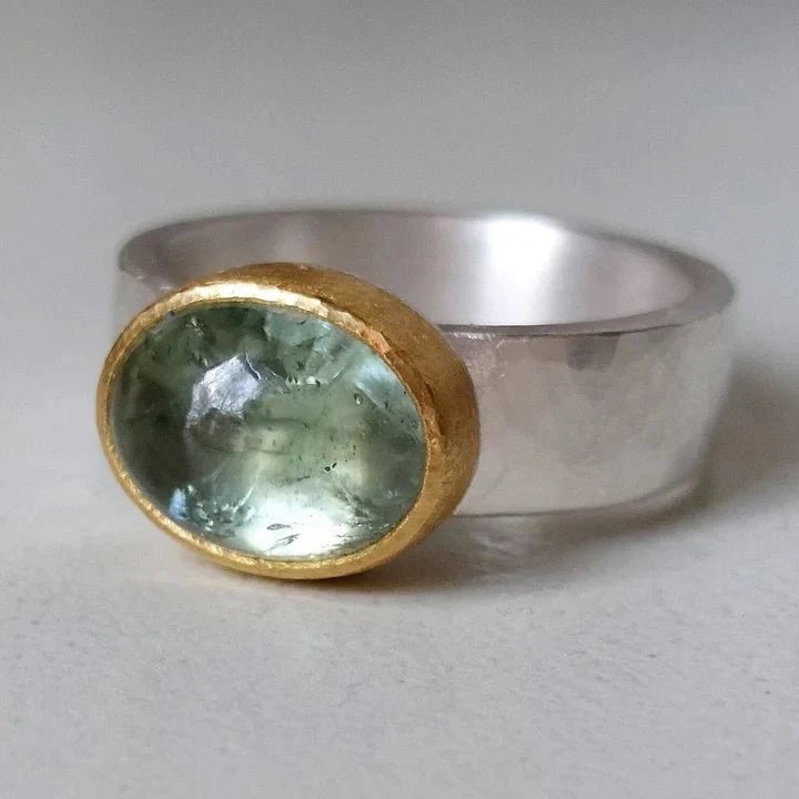 Vintage rounded stone ring with elegant centerpiece stone, available in sizes 6 to 10