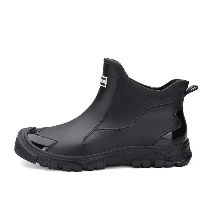 Canyon knee-high rain boots in black and red two-tone colorway