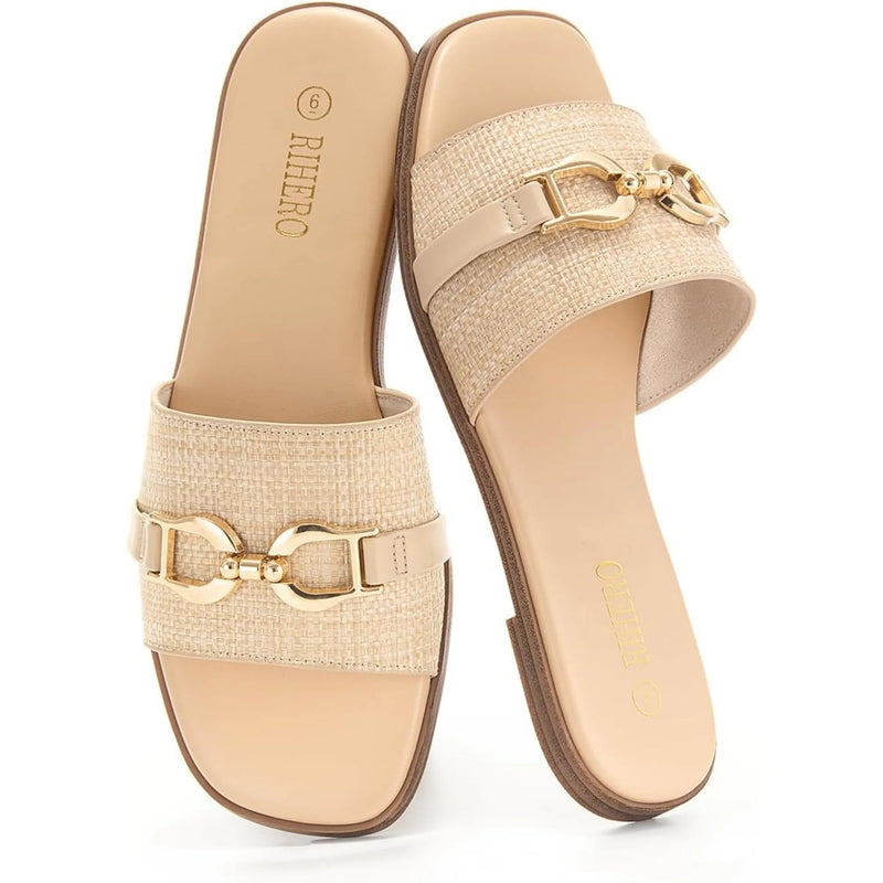 Veronica adjustable buckle sandals in brown showing cushioned insole and strap detail