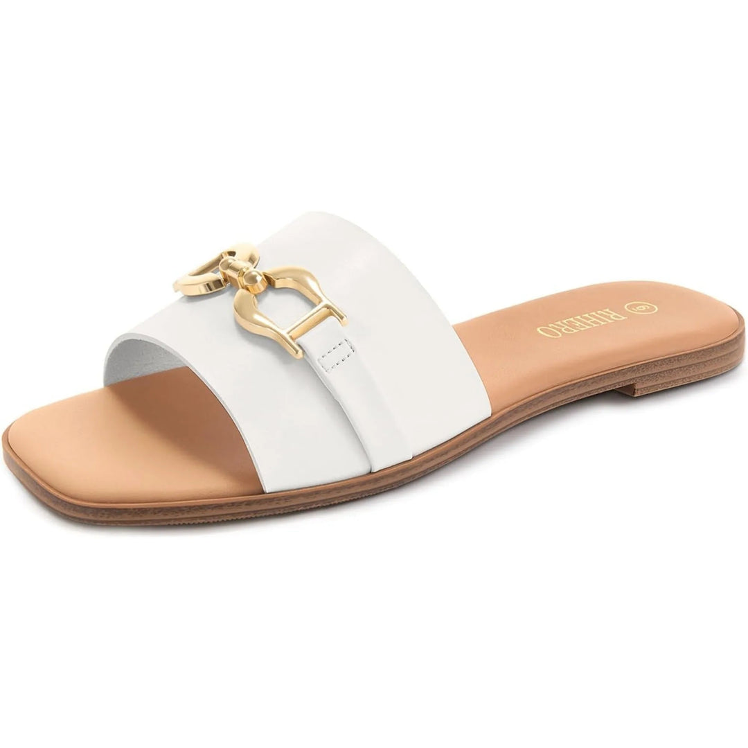 Veronica adjustable sandals in black showing secure ankle strap and flat sole
