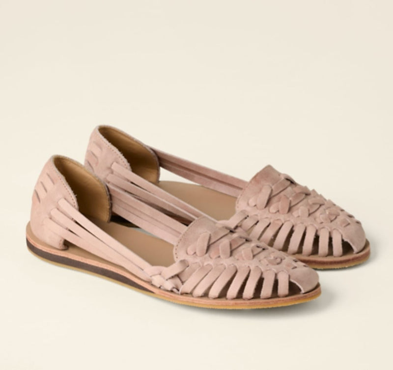 Victoria slip-on woven sandals in pink, top-down view highlighting woven texture across the upper