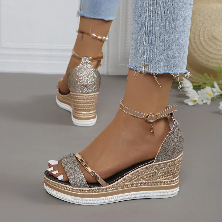 Violette women's orthopedic cushioned sandals in rose gold with contoured footbed and slip-resistant sole