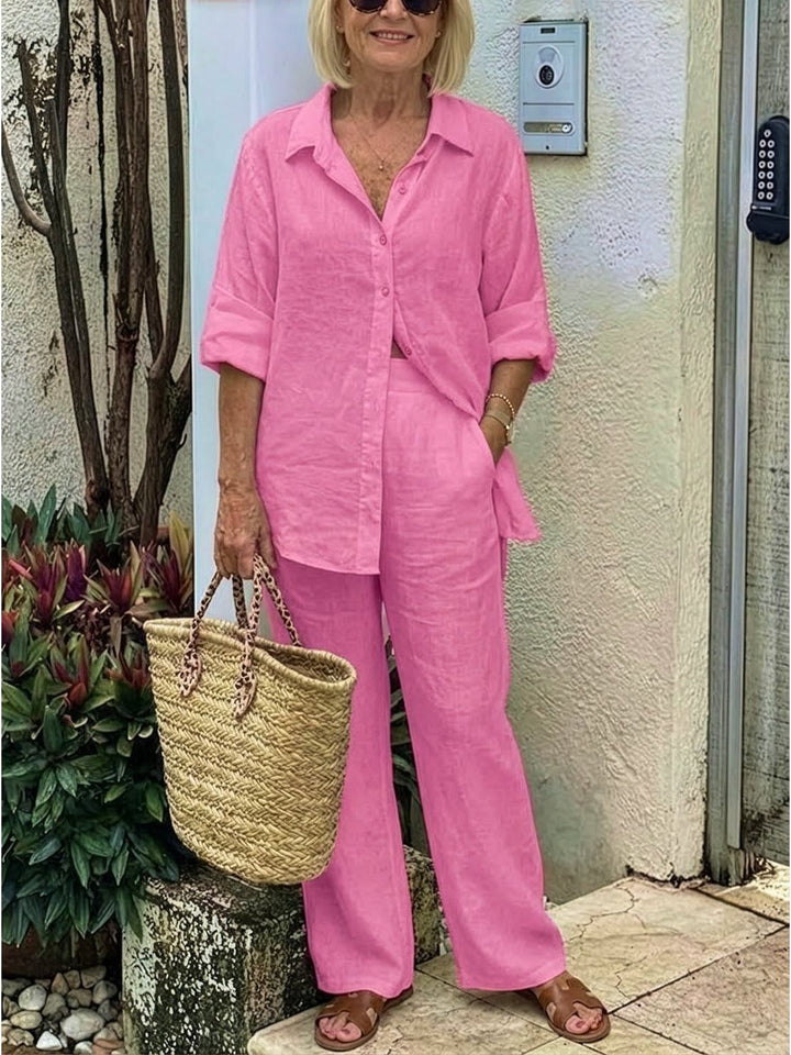 Vivian black set on a plus-size model, full-length front view