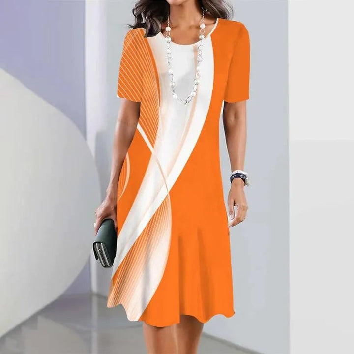 Side view of the Vivid A-line midi dress showing the flowing skirt length