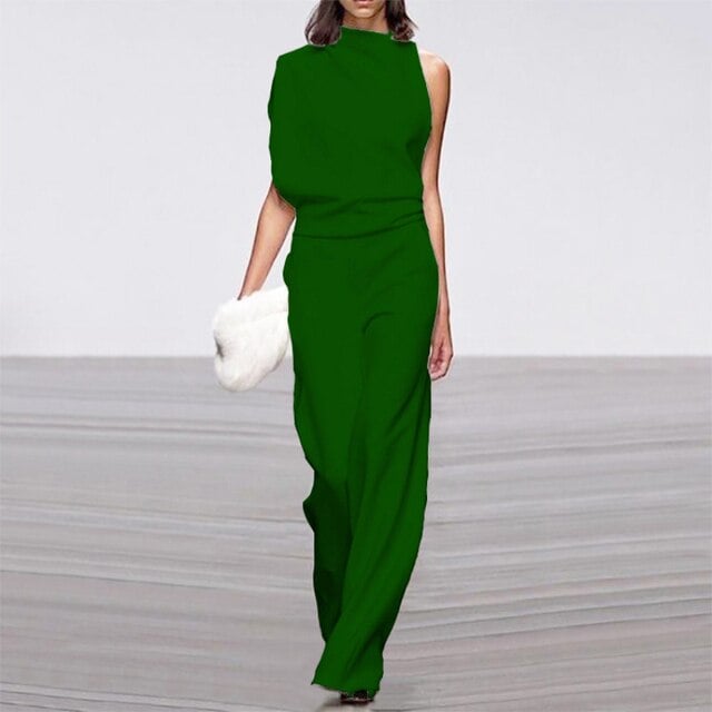 Flat lay of the Vivienne sleeveless wide-leg jumpsuit showing color and fabric detail