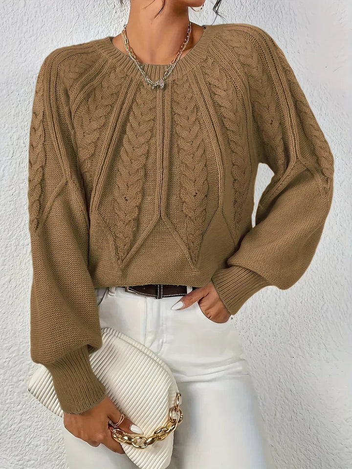 Multiple color options of the Willow modern cable-knit sweater displayed side by side