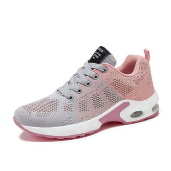 Winifred women's arch support shoes in gray-pink colorway, side profile view