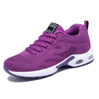 Winifred women's arch support shoes in purple, side view on neutral background