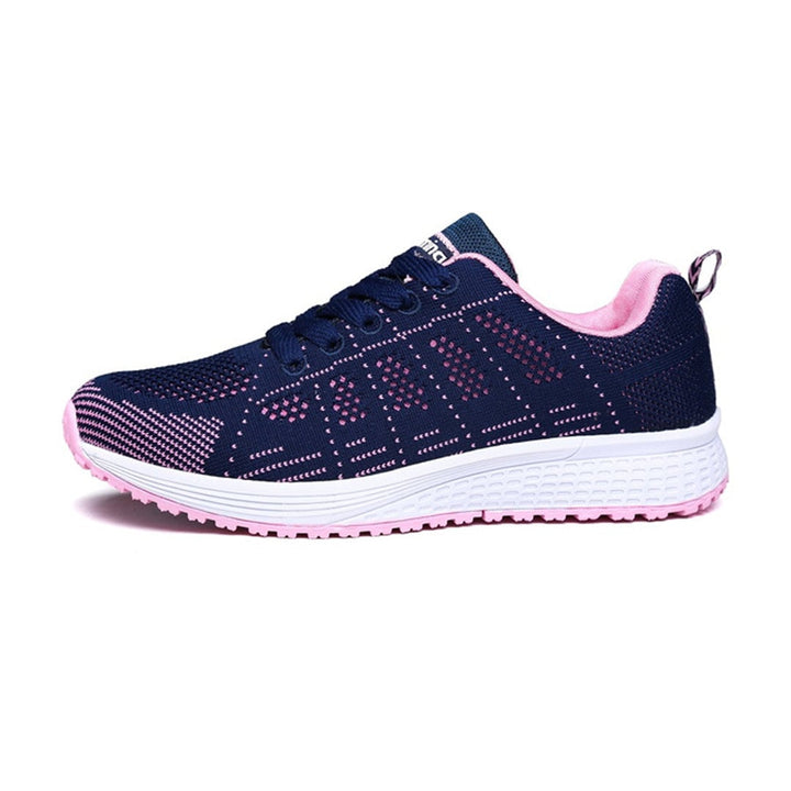Winslow women's arch support shoes in blue pink colorway, three-quarter angle view