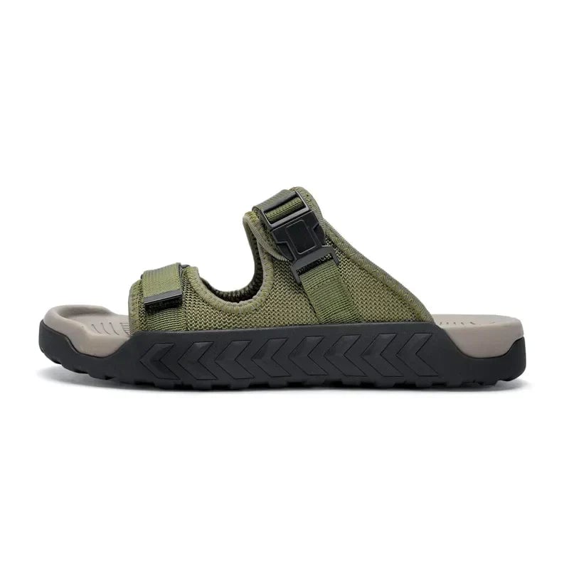 Wisteria women's sport slides in khaki, front view showing ventilated upper