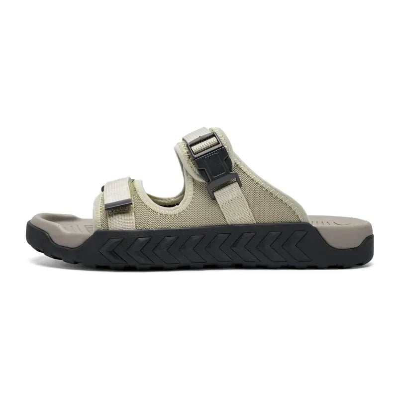 Wisteria women's sport slides in khaki, sole detail showing durable build
