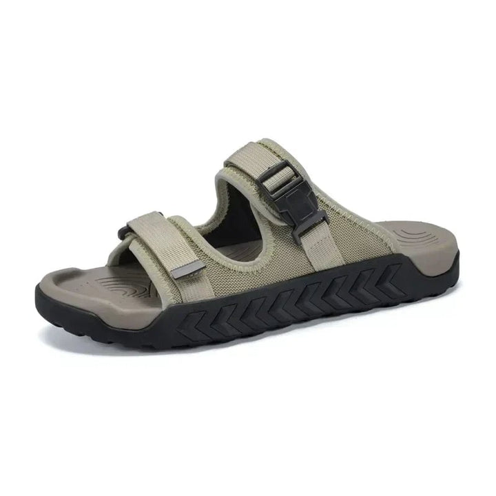 Wisteria women's sport slides in khaki, worn on foot showing relaxed everyday fit
