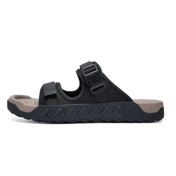 Wisteria women's sport slides in green, side profile highlighting contoured footbed