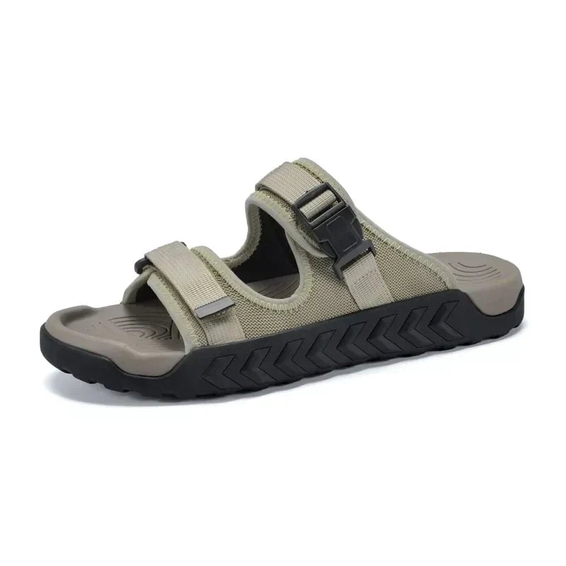 Wisteria women's sport slides in all three colors — black, khaki, and green — flat lay comparison