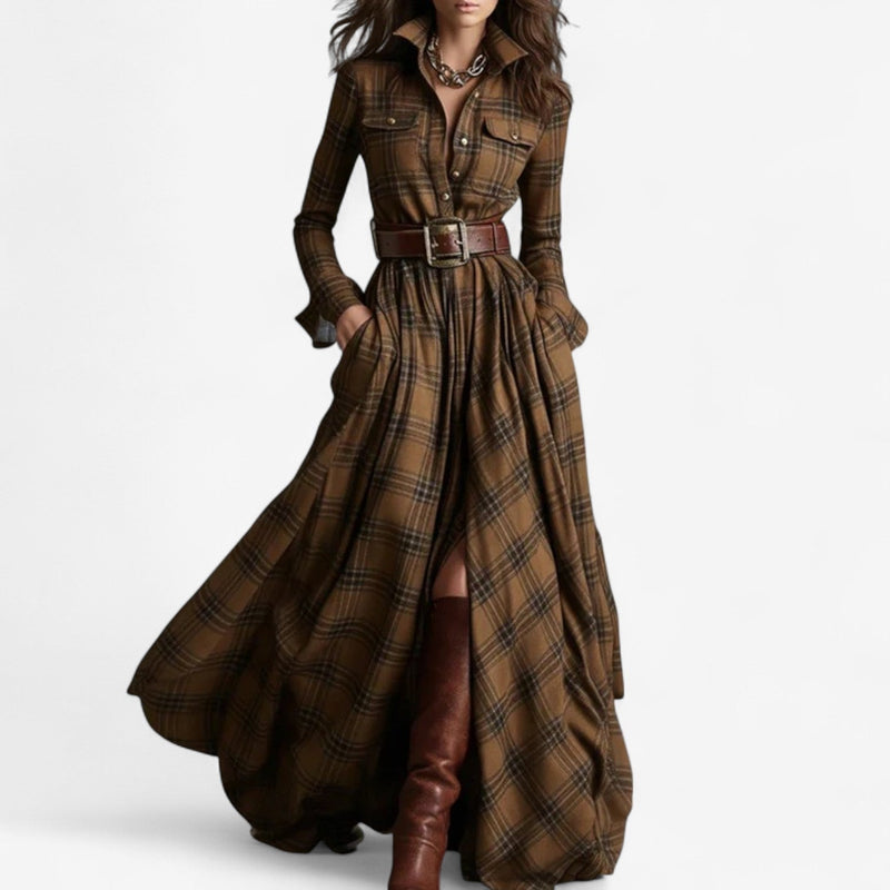 Model styling the Xandra maxi dress with heels for an elevated evening look