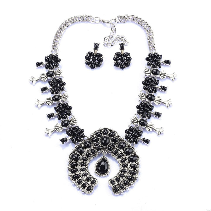 Southwest Blossom Necklace Set styled on model showing layered look and color detail