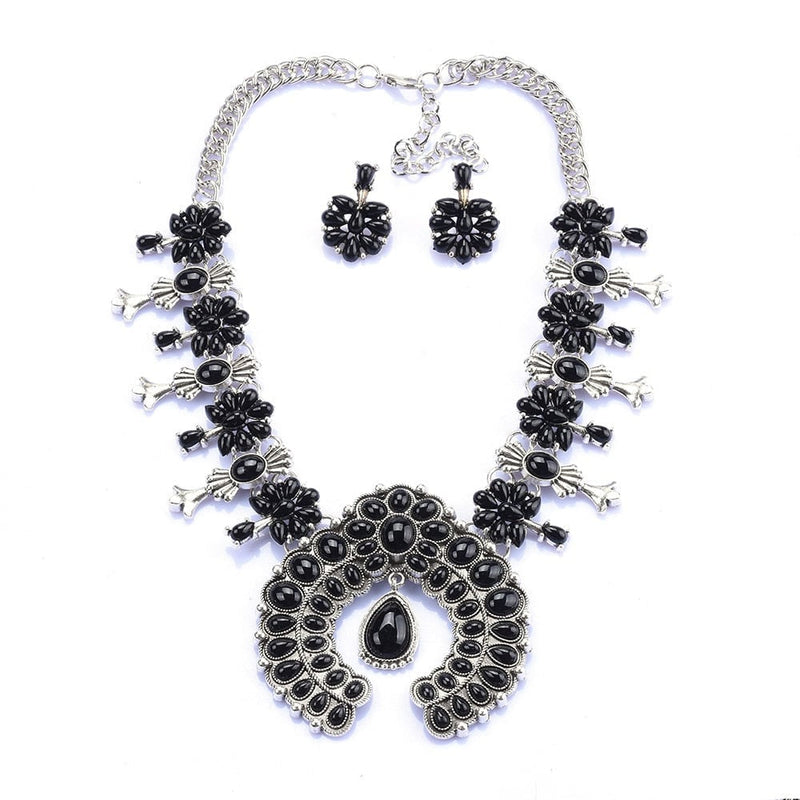 Southwest Blossom Necklace Set styled on model showing layered look and color detail