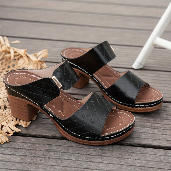 All four colorways of the Zelda women's sandal — beige, black, gray, dark brown — lined up together
